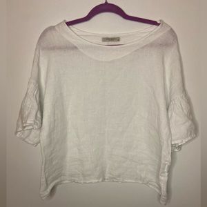 ⭐️Viola Borghi white Linen Blend Blouse Bell Sleeve Size M